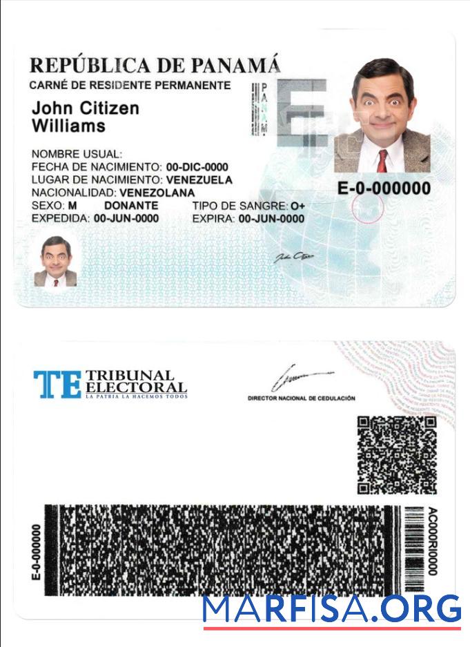 Blank Panama resident permit real example